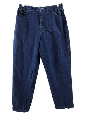 Lee Jeans Womens 16P Blue Dark Side Elastic at the Waist Bareback Stretch VTG
